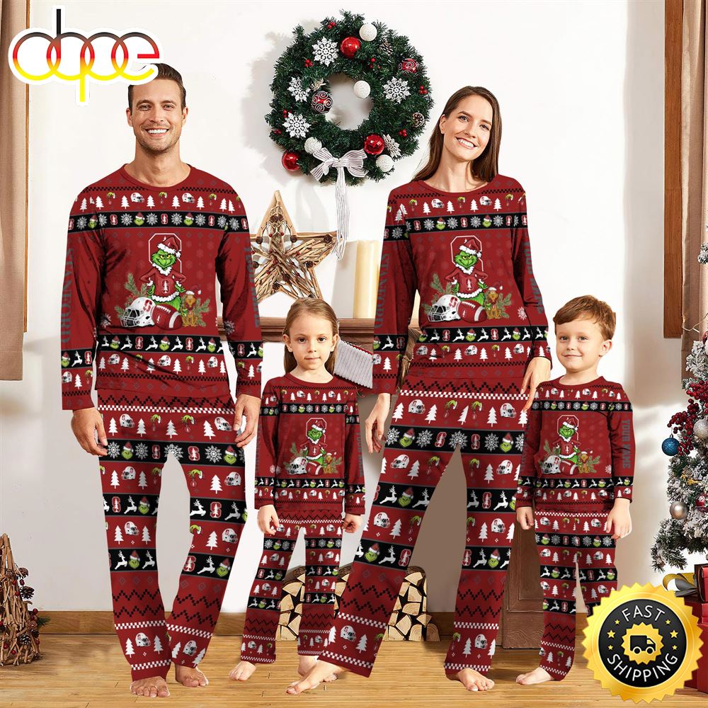 Stanford Cardinal NCAA Custom Name Grinch Christmas And Sport Team Pajama Set loimbv