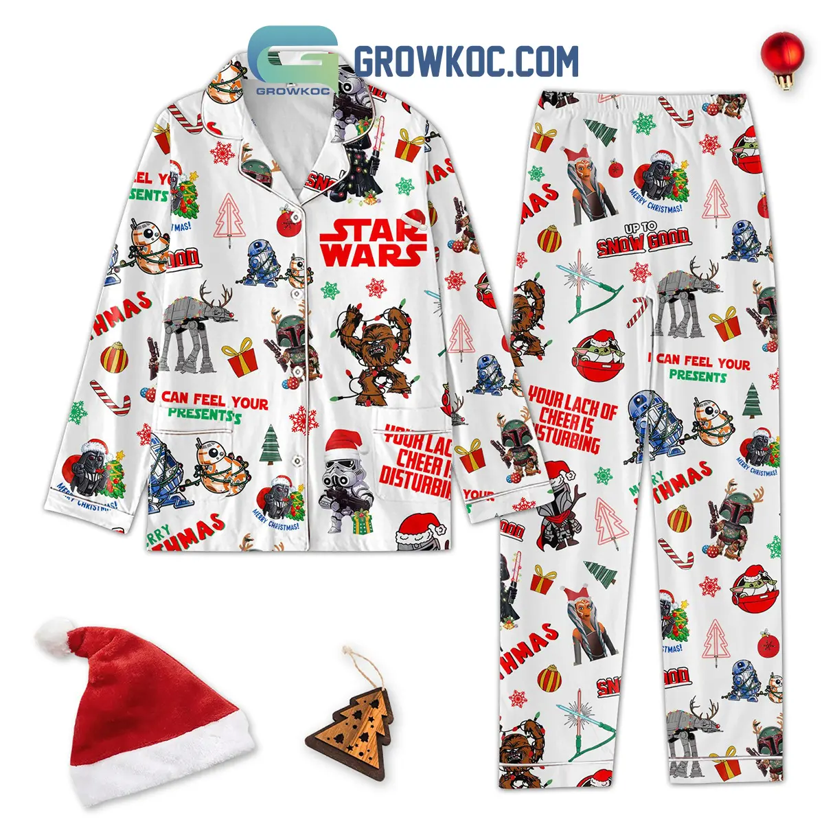 Star Wars Your Lack Of Cheer Is Disturbing I Can Feel Your Presents Christmas Silk Pajamas Set2B1 bP6j2