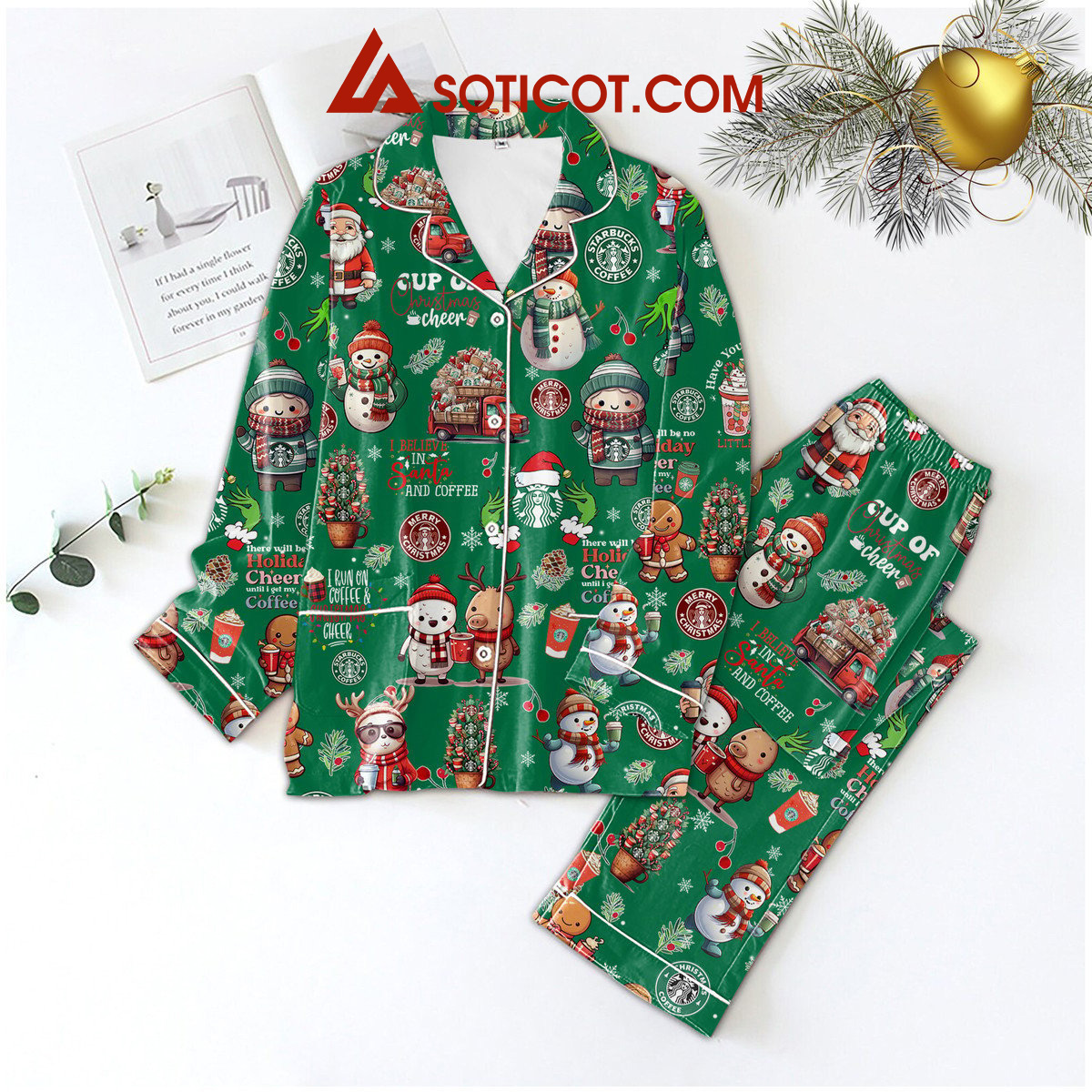 Starbucks Coffee I Believe In Santa And Coffee Pajamas Set2B1 IMQcC