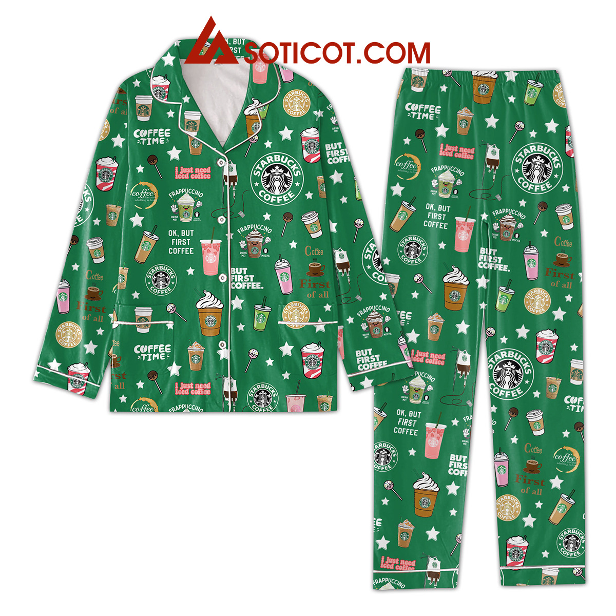 Starbucks Coffee I Just Need Iced Coffee Pajamas Set2B1 JaRjv