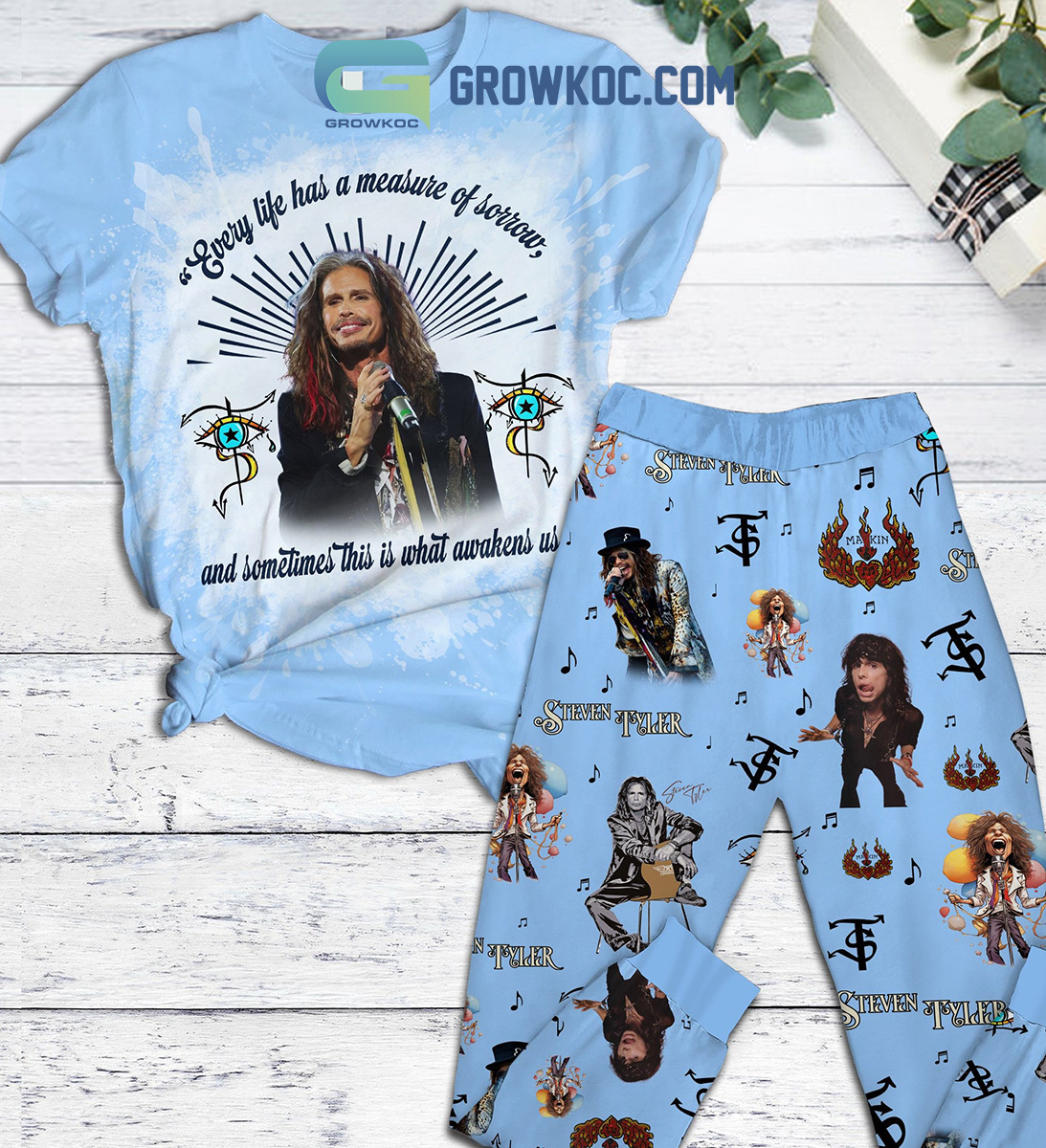 Steven Tyler Measure Of Sorrow Awakens Us Fleece Pajamas Set2B1 ZfxuB