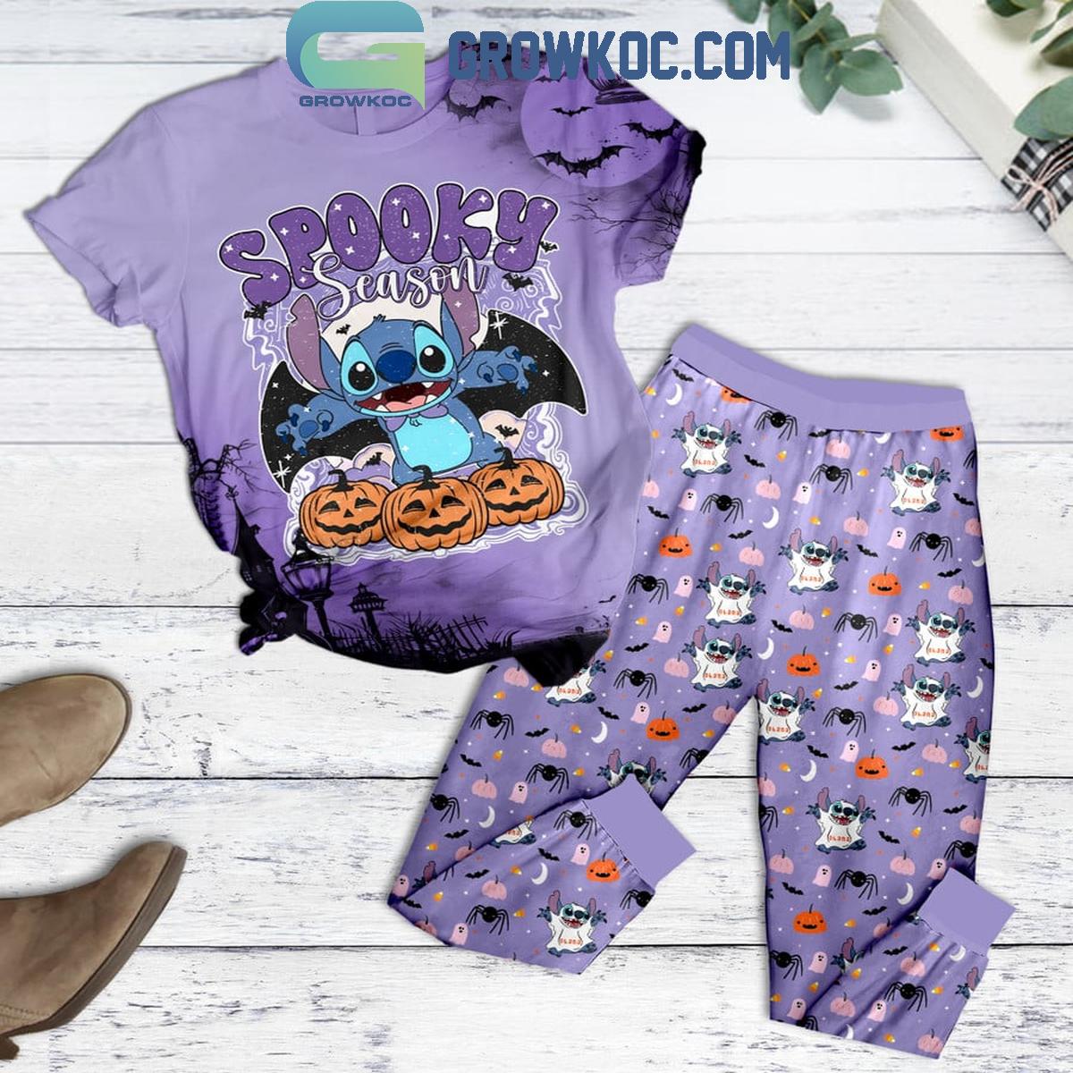 Stitch Spooky Season Halloween Fleece Pajamas Set 1 eOBau