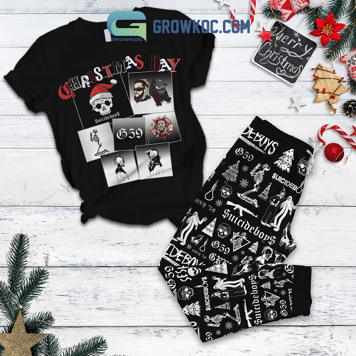 Suicideboys Christmas Grey Day Pajamas Set2B1 AwtJp