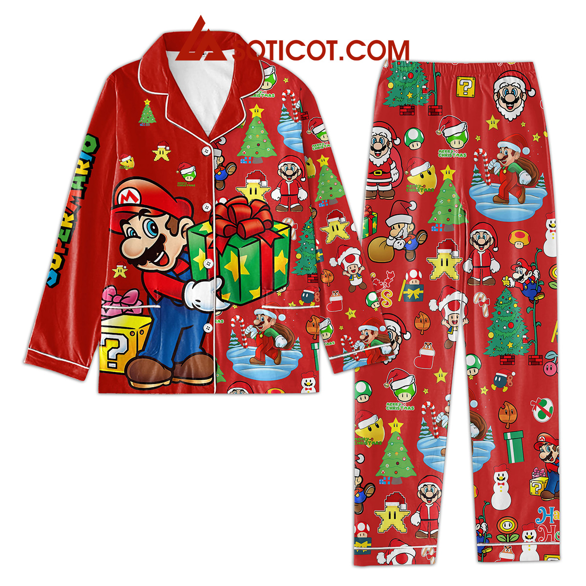 Super Mario Merry Christmas Santa Claus Pajamas Set2B1 Ebsoh