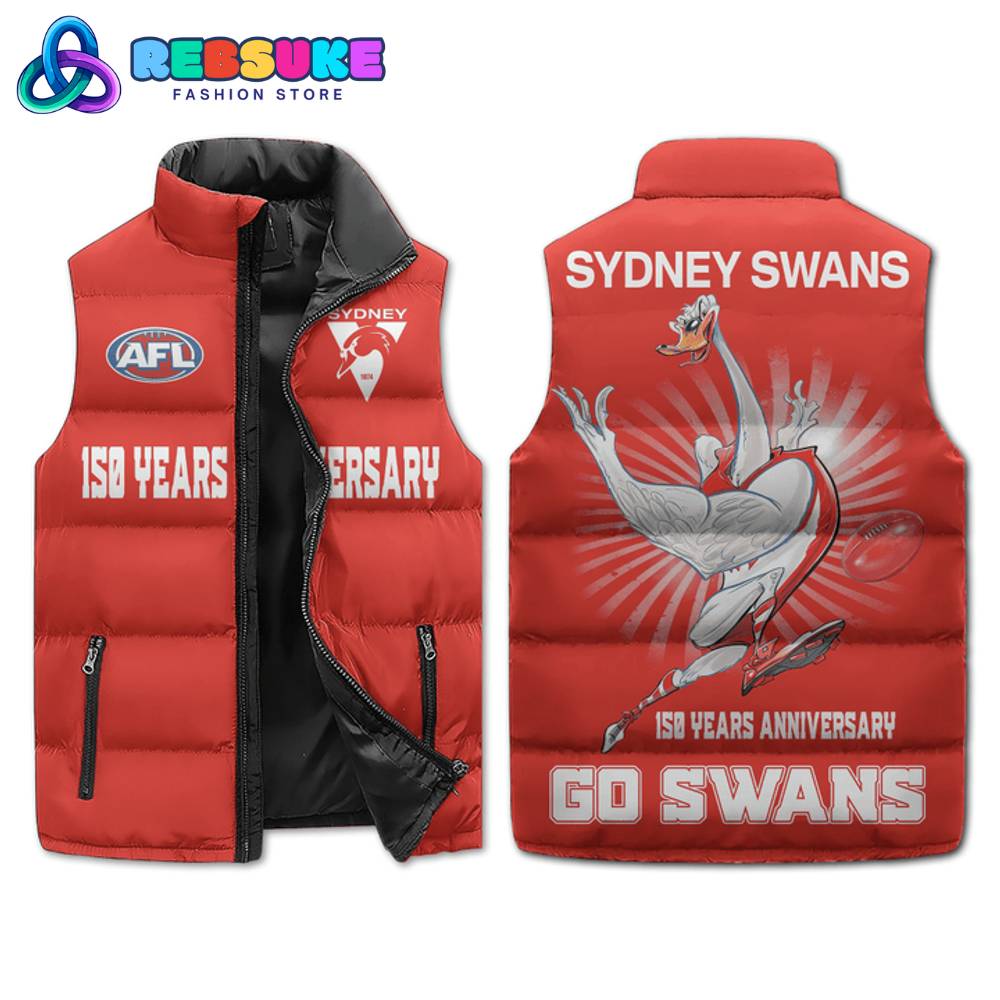 Sydney Swans AFL 150 Years Anniversary Sleeveless Puffer Down Vest 1