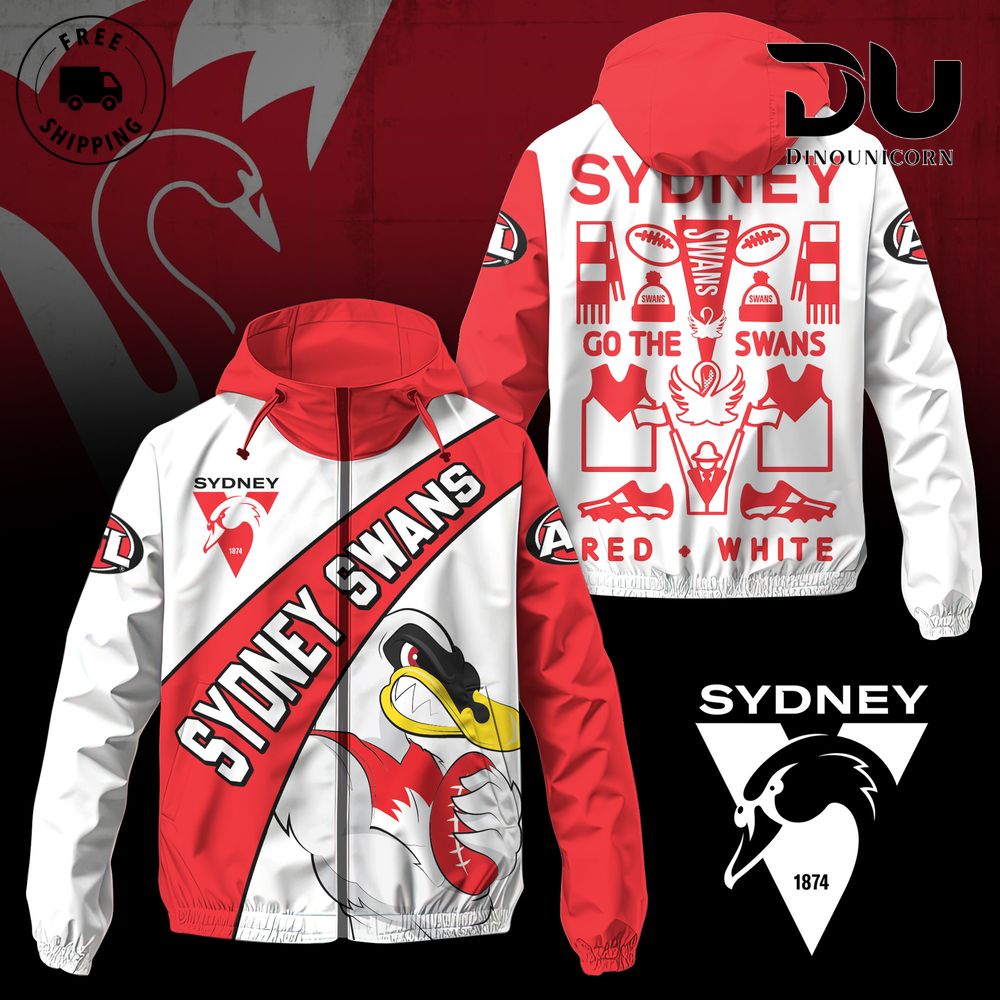 Sydney Swans Football Club Windbreaker Outdoor Jacket 1