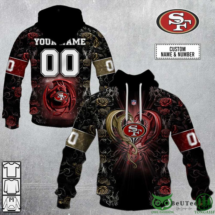 TGxwa0Lk 57 Personalized NFL Rose Dragon San Francisco 49ers 3D Hoodie