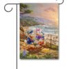 TK2562 Donald Duck and Daisy Duck Beach Thomas Kinkade Garden Disney Flag