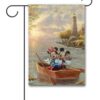 TK2564 Mickey Mouse and Minnie Mouse Row Boat Lighthouse Thomas Kinkade Garden Disney Flag