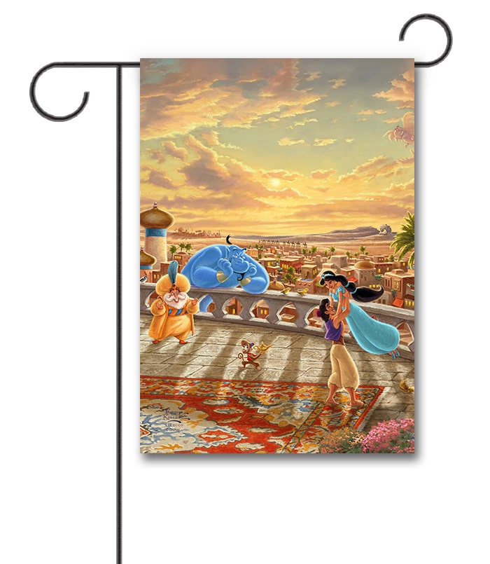 TK2751 Aladdin and Jasmine Thomas Kinkade Disney Garden Flag