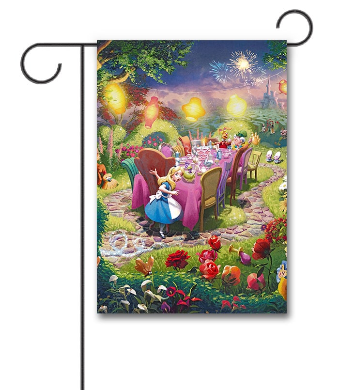 TK3100 Mad Hatters Tea Party Thomas Kinkade Disney Garden Flag