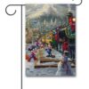 TK3105 Mickey and Minnie Christmas Train Thomas Kinkade Disney Garden Flag