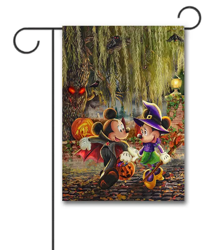 TK3506 Mickey Mouse and Minnie Mouse Thomas Kinkade Halloween Disney Garden Flag
