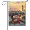 TK3506 Mickey Mouse and Minnie Mouse in London Thomas Kinkade Disney Garden Flag