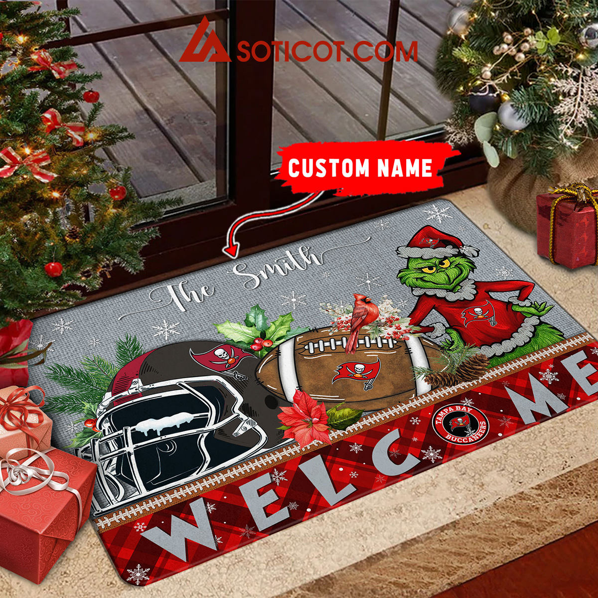 Tampa Bay Buccaneers Grinch Welcome Christmas Football Personalized Doormat2B1 YgLgm