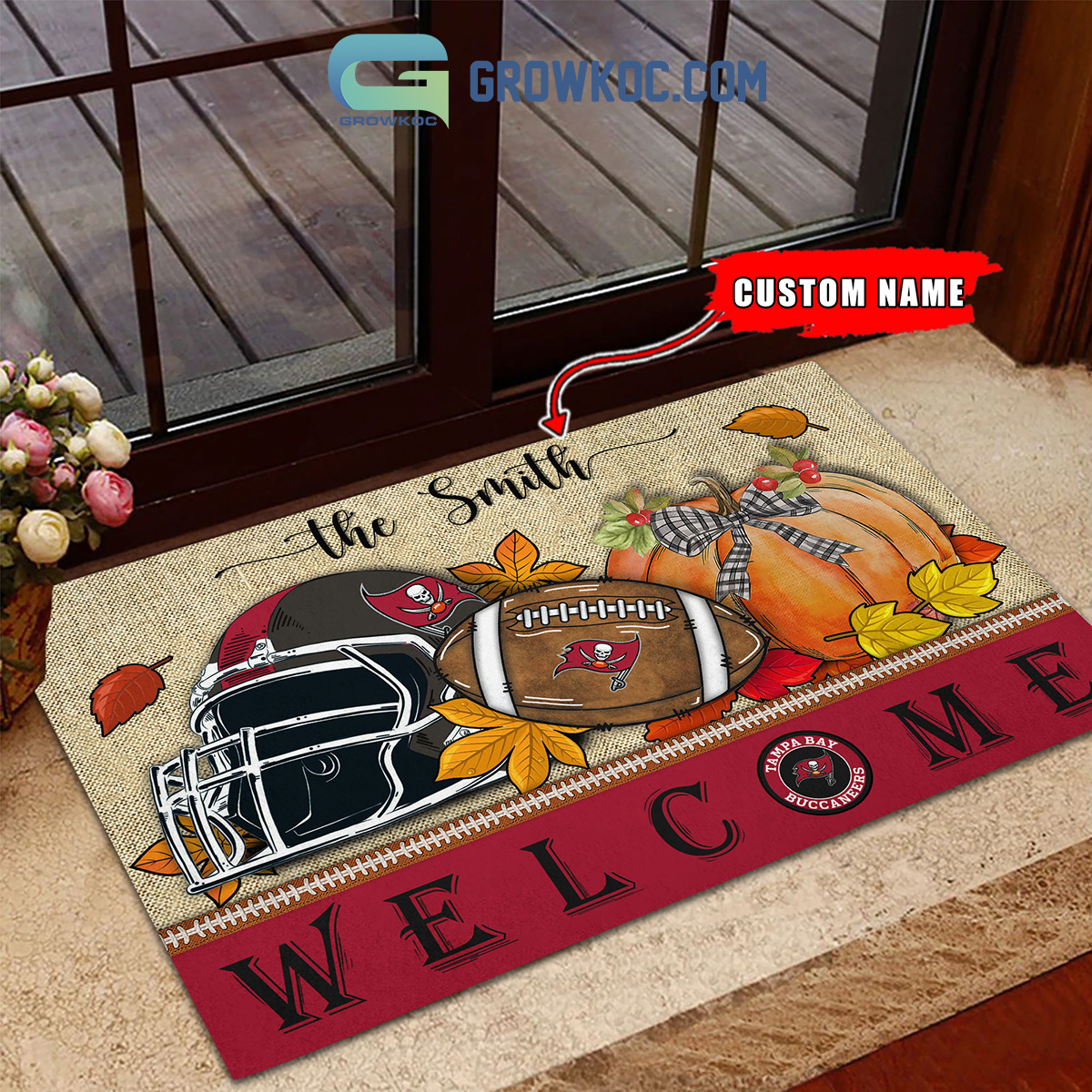 Tampa Bay Buccaneers NFL Welcome Fall Pumpkin Personalized Doormat2B1 GzMH0