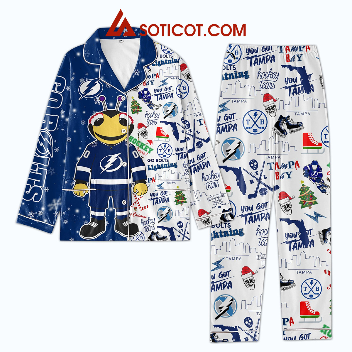 Tampa Bay Lightning Hockey Tears Go Bolts Pajamas Set2B1 3YC3j