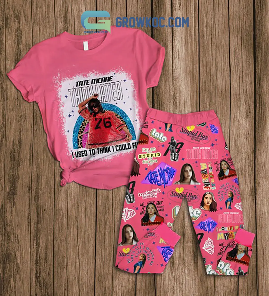 Tate Mcrae Think Later I Could Fly Fleece Pajamas set2B1 aFY1z