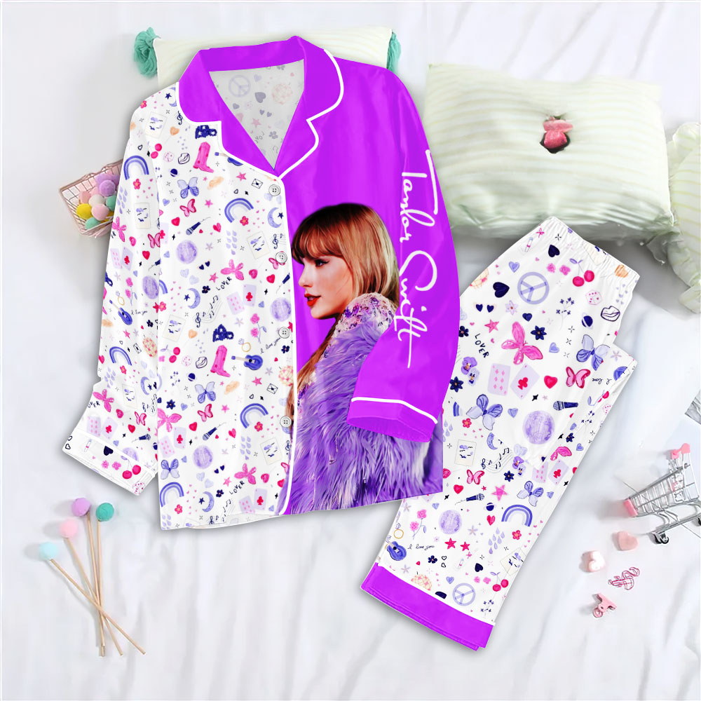 Taylor Swift Button Down Pajamas Set NGHIAVT0904