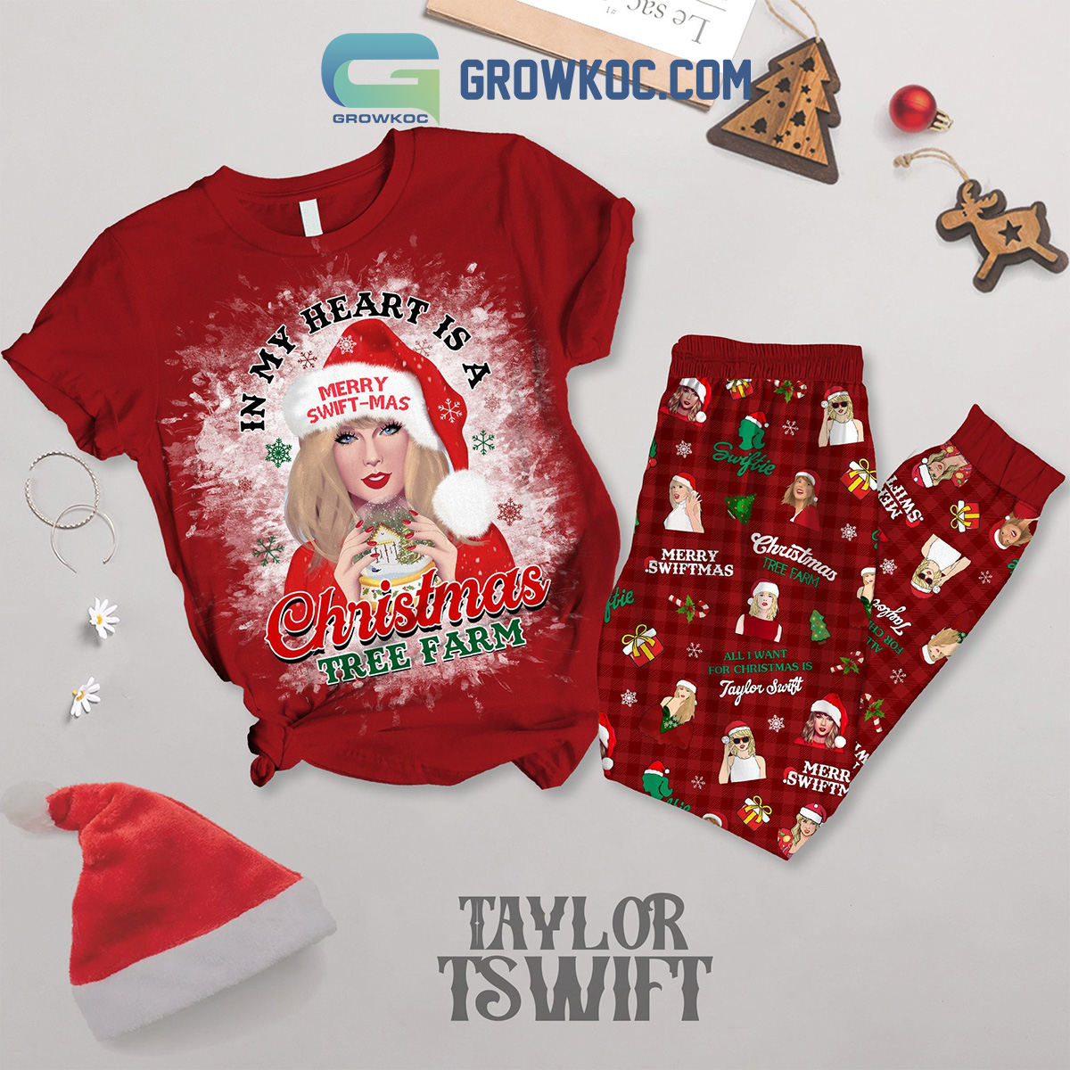 Taylor Swift In My Heart Is A Christmas Tree Farm Pajamas Set2B1 Pyy24