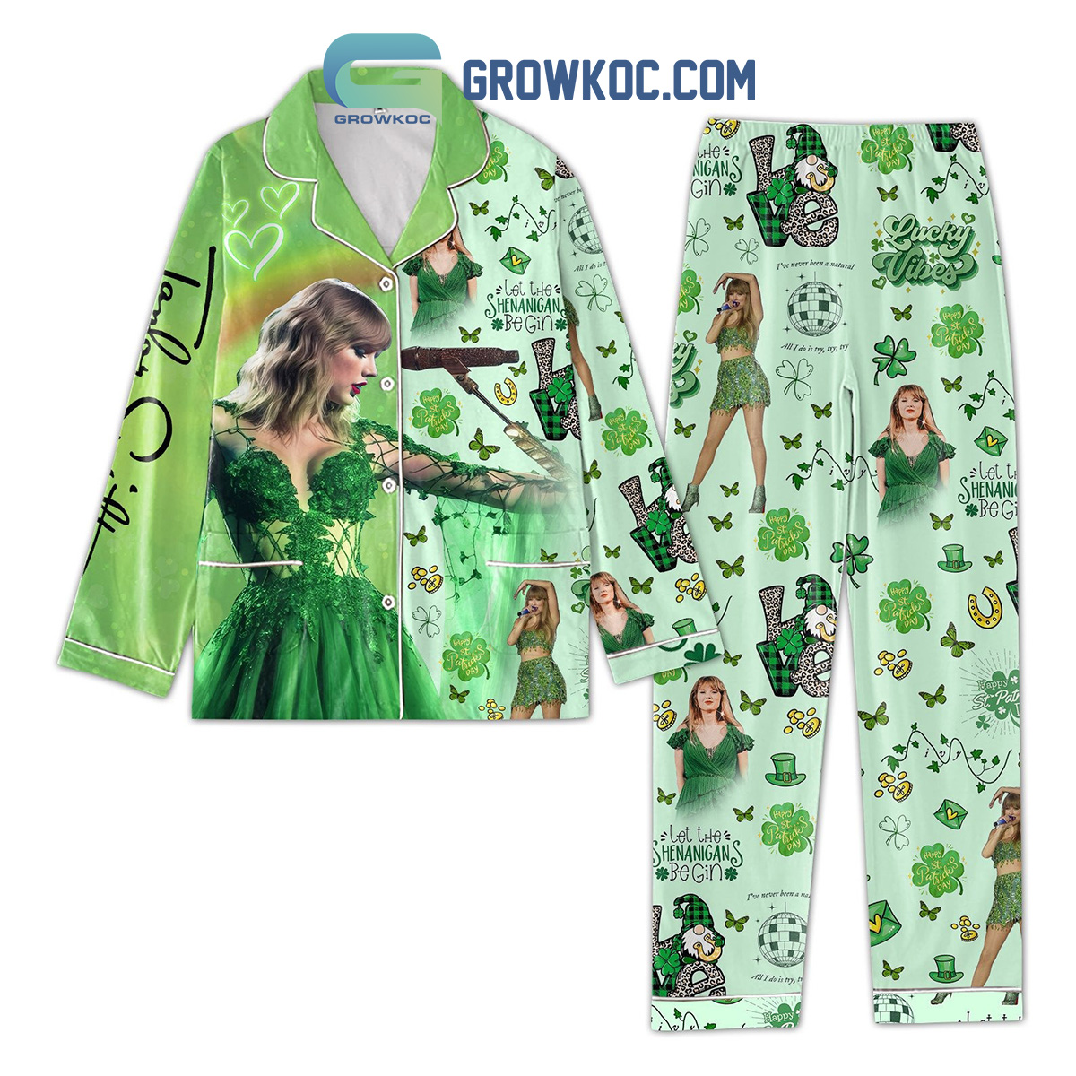 Taylor Swift St. Patricks Day Polyester Pajamas Set2B1 n37HC