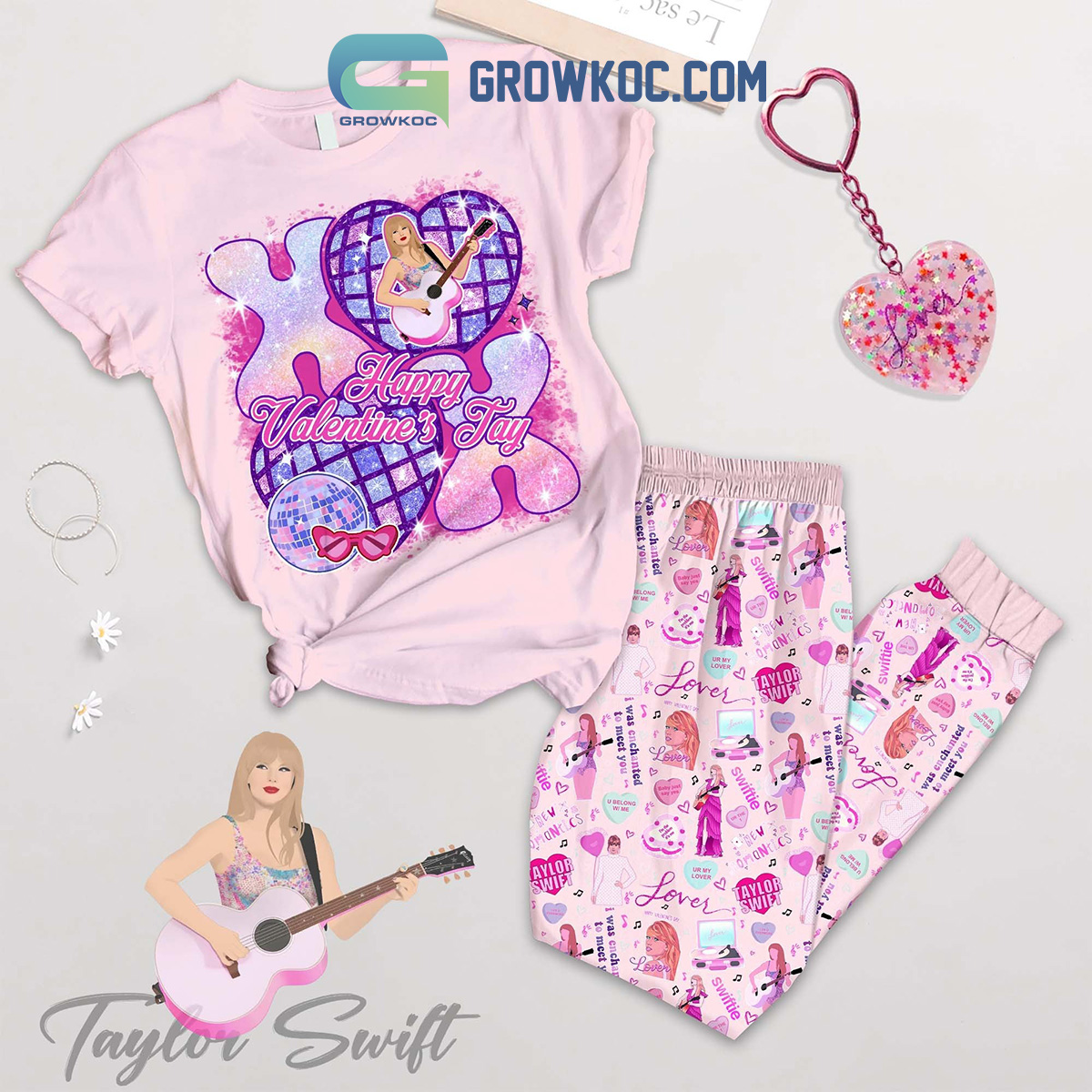 Taylor Swift Valentine Song Fleece Pajamas Set2B1 LS6L6