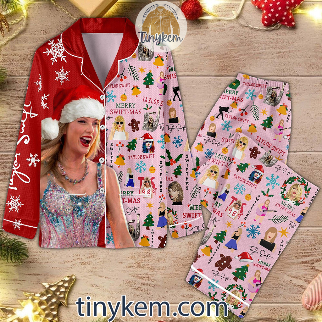 Taylor Swift Wearing Santa Hat Christmas Pajamas Set2B1 vQ3mB