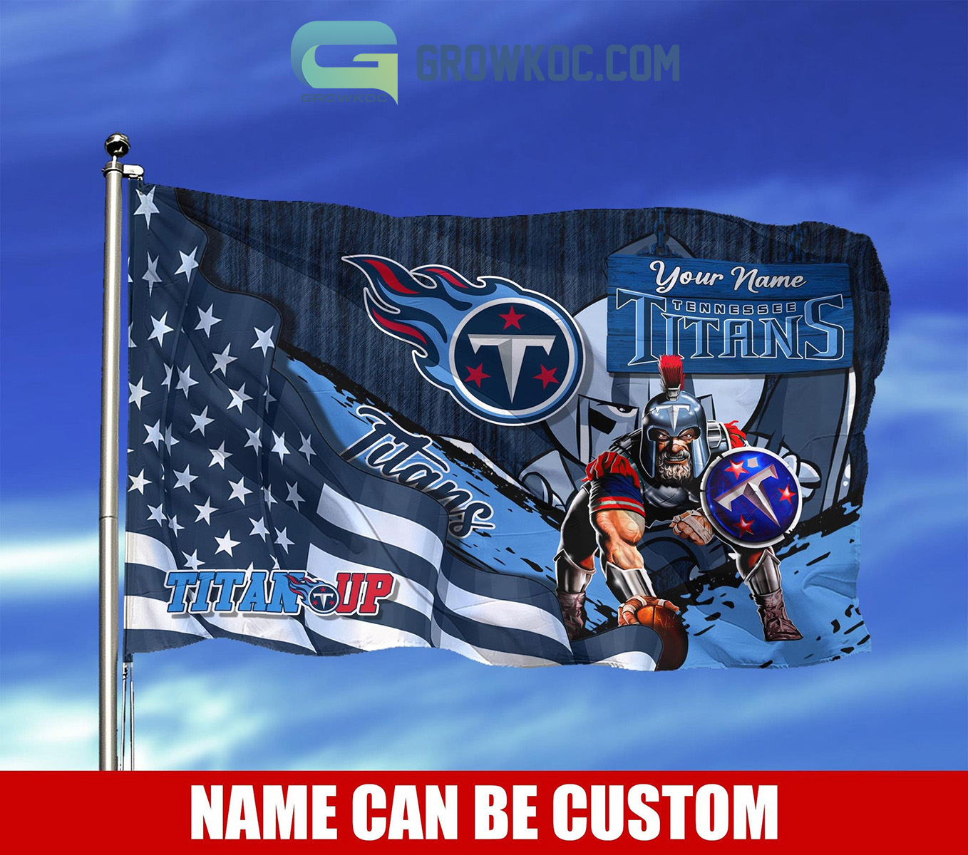 Tennessee Titans NFL Mascot Slogan American House Garden Flag2B1 p3wmx