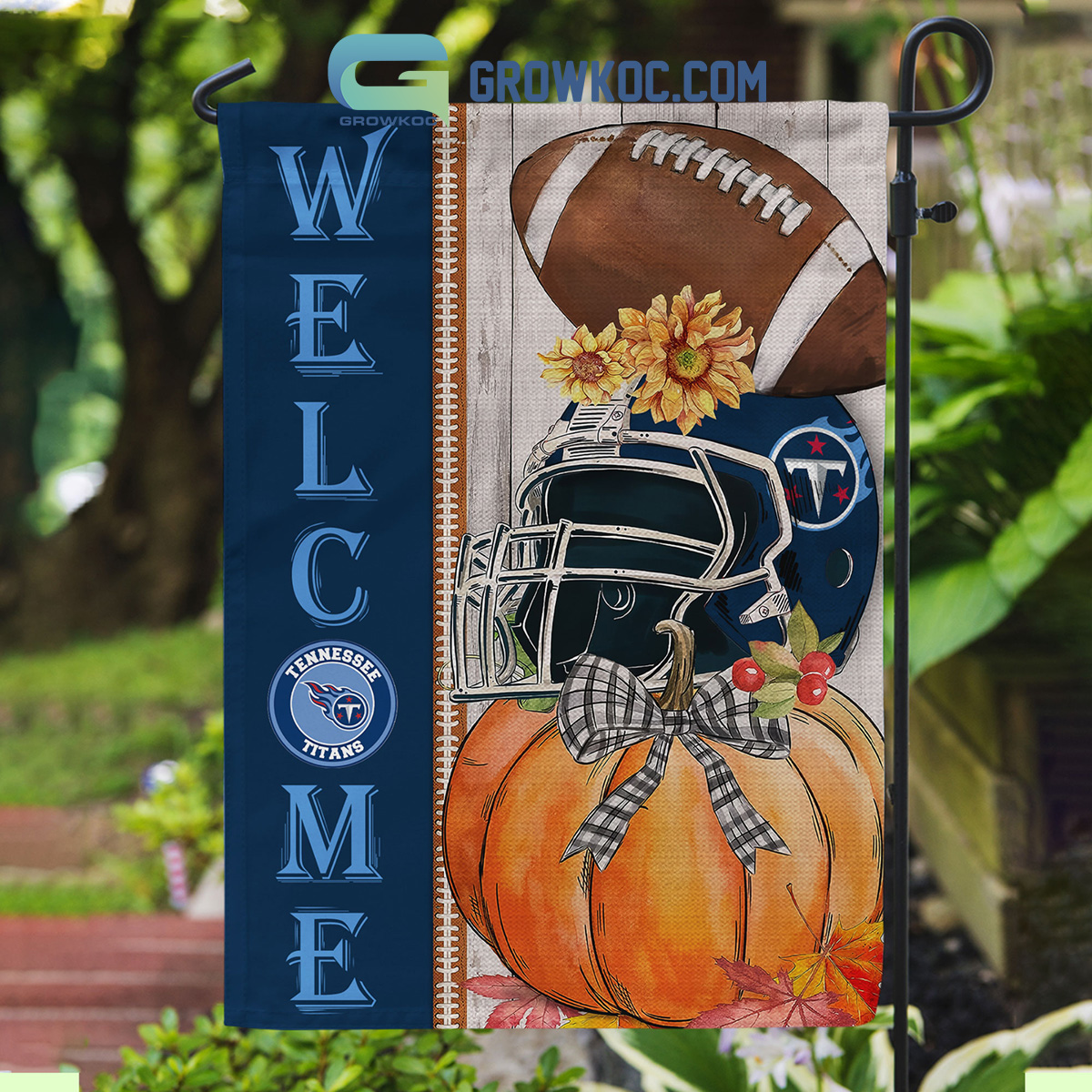 Tennessee Titans NFL Welcome Fall Pumpkin Personalized House Garden Flag2B1 4f7g5