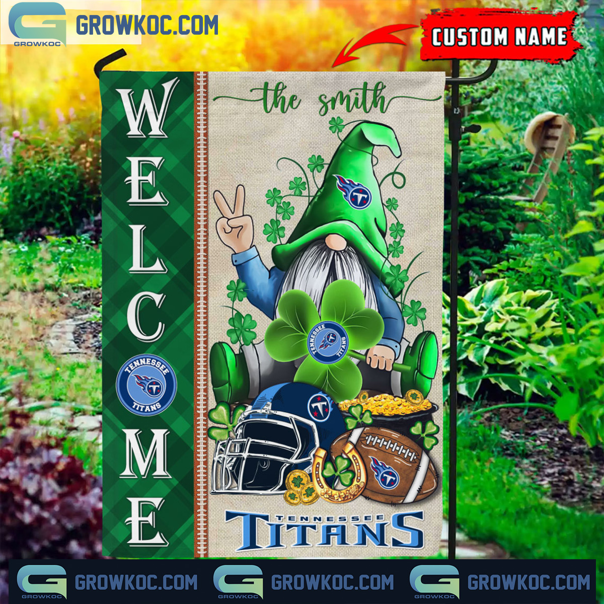 Tennessee Titans St. Patricks Day Shamrock Personalized Garden Flag2B1 Xbb7u