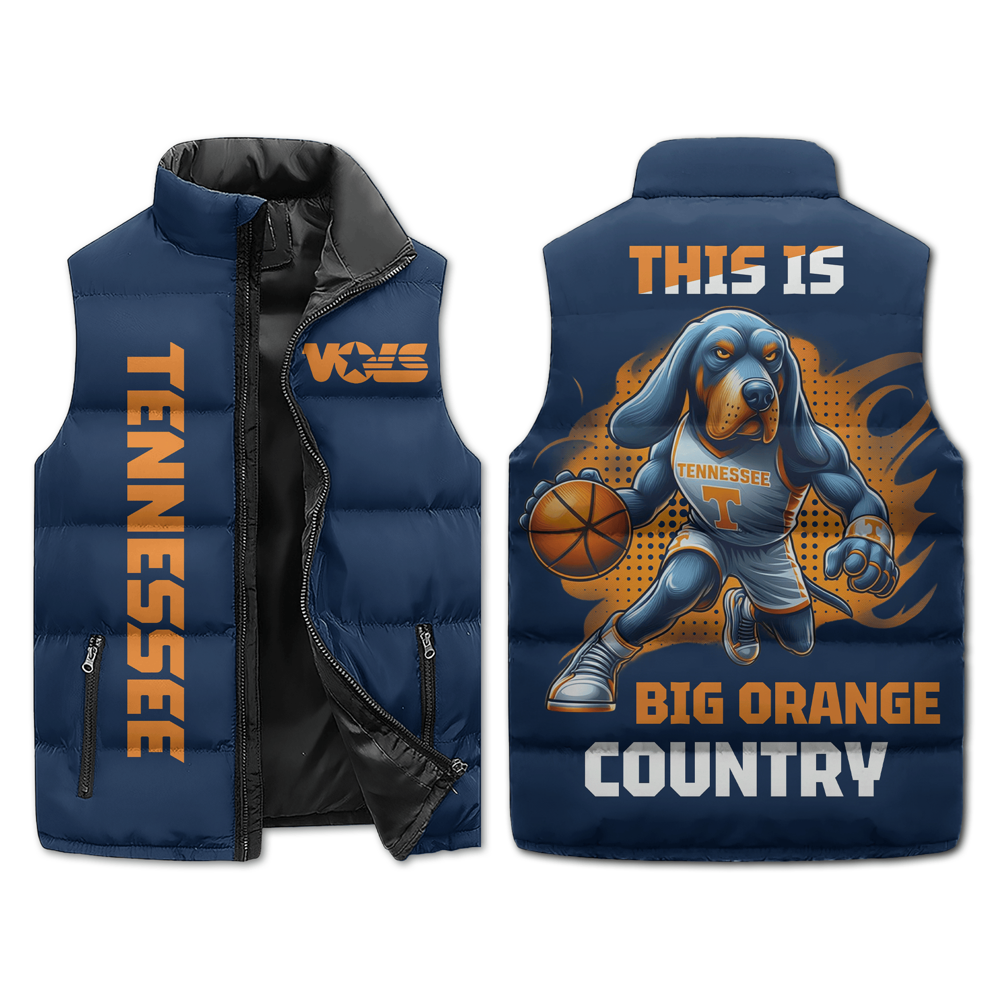 Tennessee Vols Basketball Mascot Puffer Sleeveless Jacket Big Orange Country2B1 V4w2W