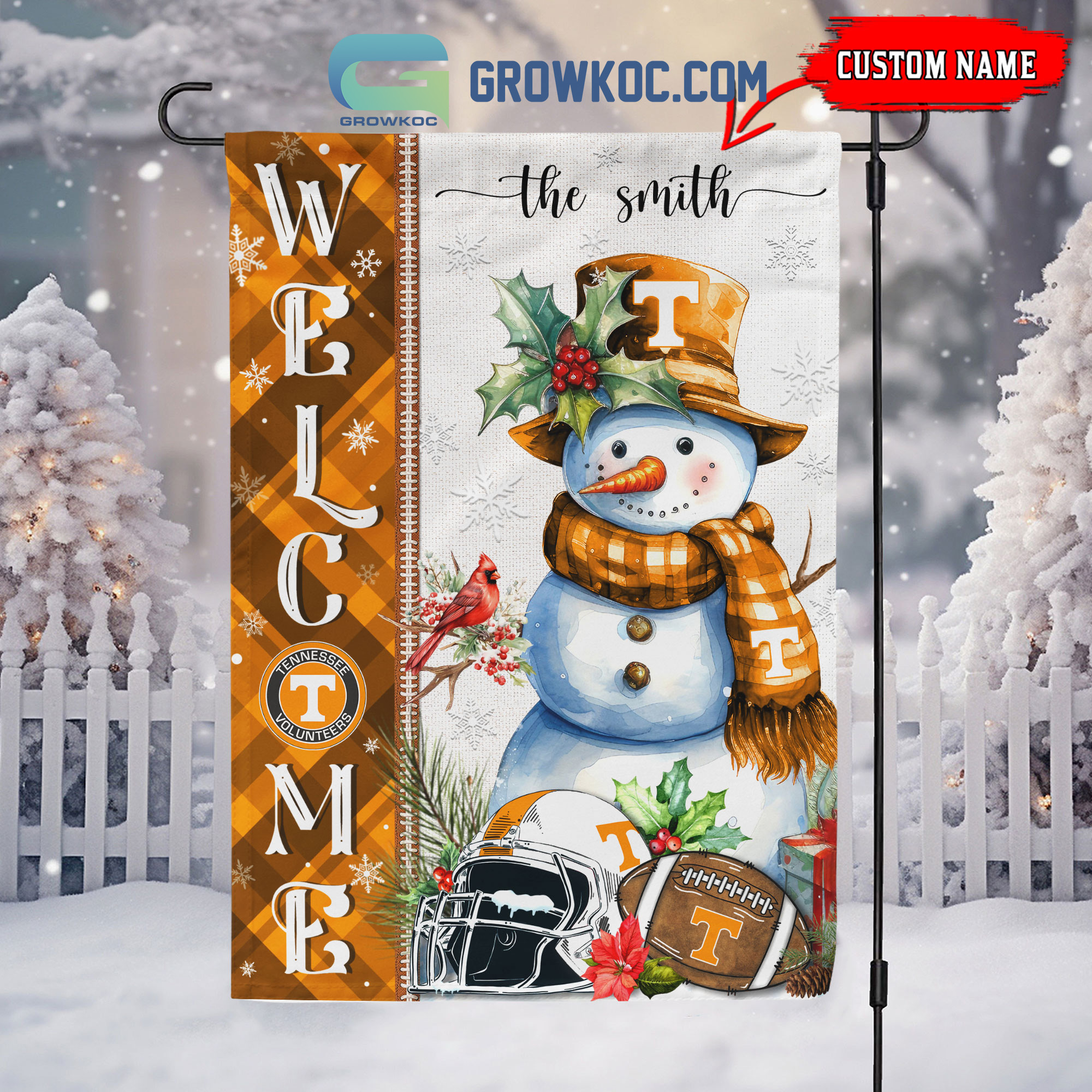 Tennessee Volunteers Football Snowman Welcome Christmas House Garden Flag2B1 gEmK7