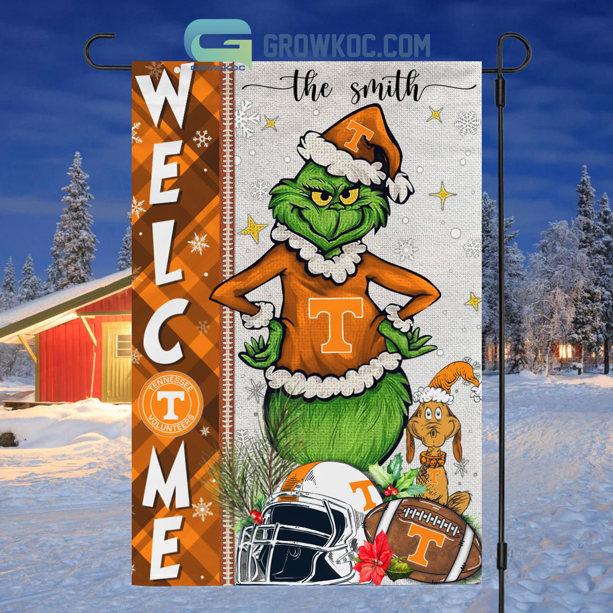 Tennessee Volunteers NCAA Grinch Football Welcome Christmas House Garden Flag2B1 2MYxC