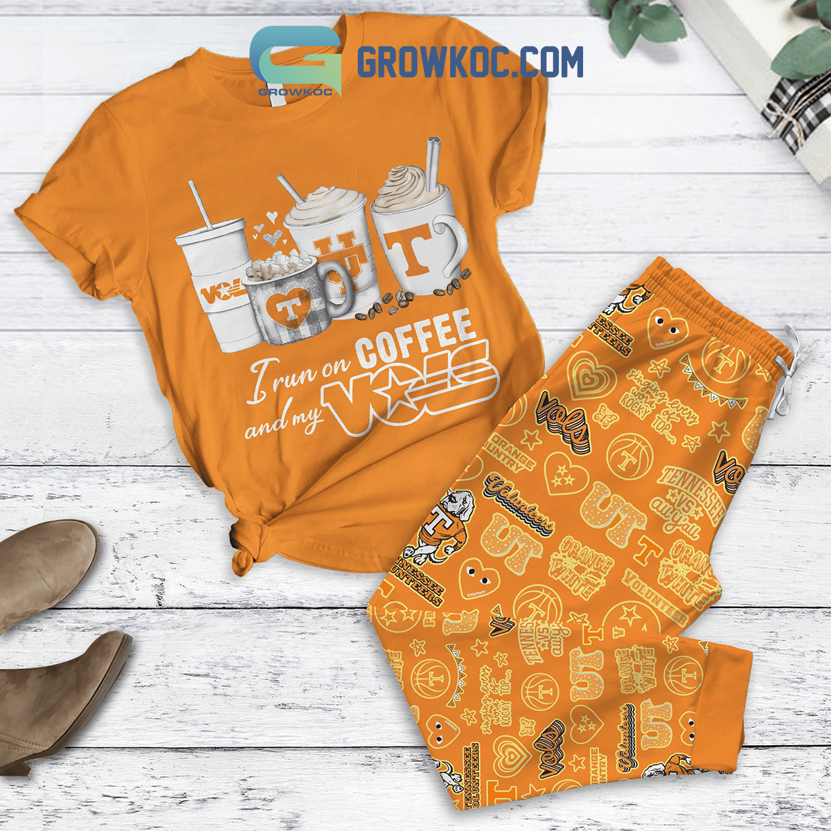 Tennessee Volunteers Run On Coffee Fleece Pajamas Set2B1 yVT4W