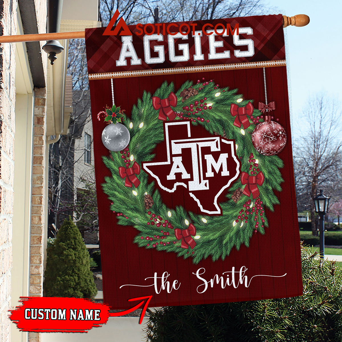 Texas A26amp3BM Aggies NCAA Football Christmas Personalized House Garden Flag2B1 WJCCd