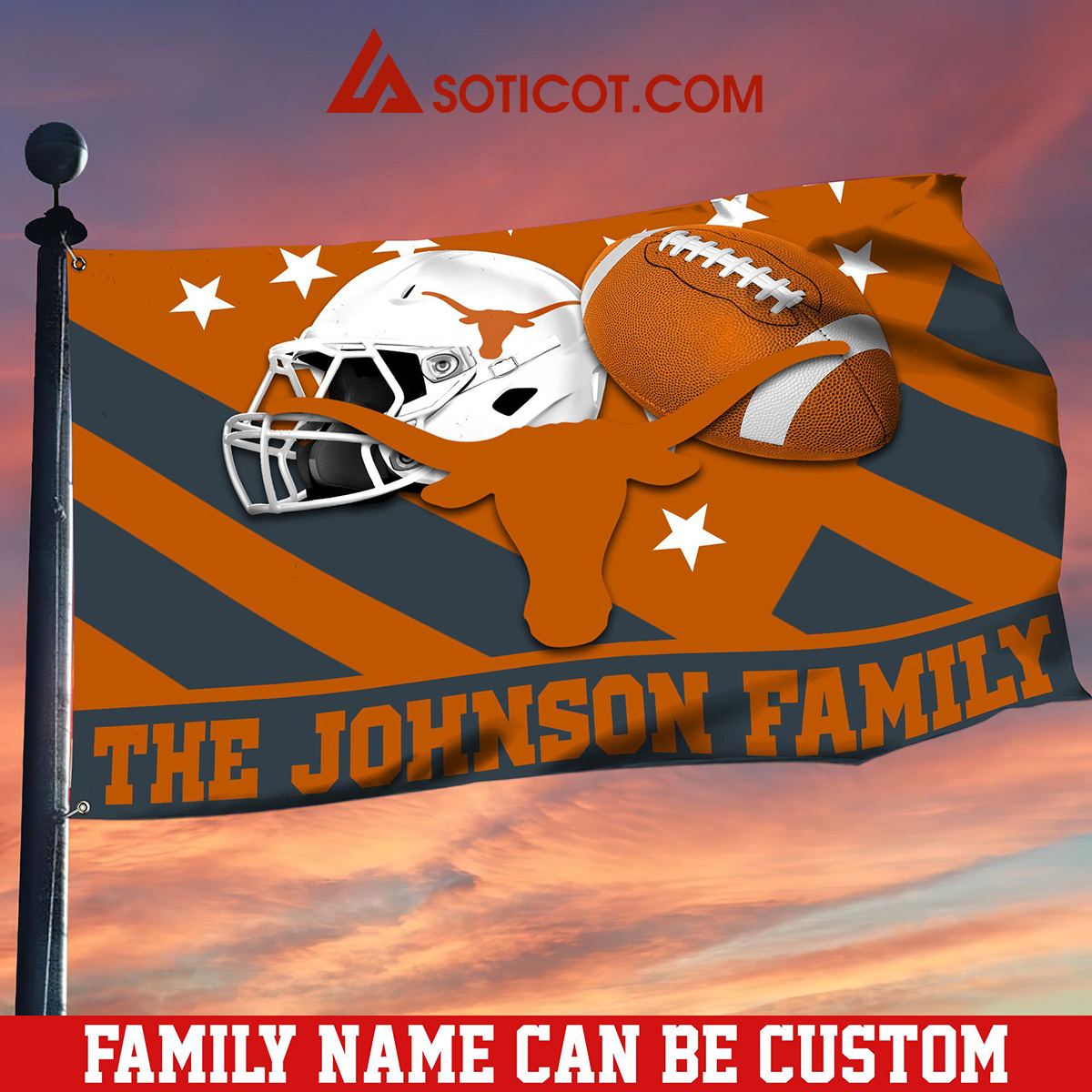 Texas LongHorns Family Name Personalized House Garden Flags2B1 YaaLP