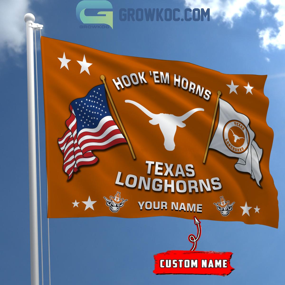 Texas Longhorns Hook Em Horns 2024 Personalized Flag 1 0P22E