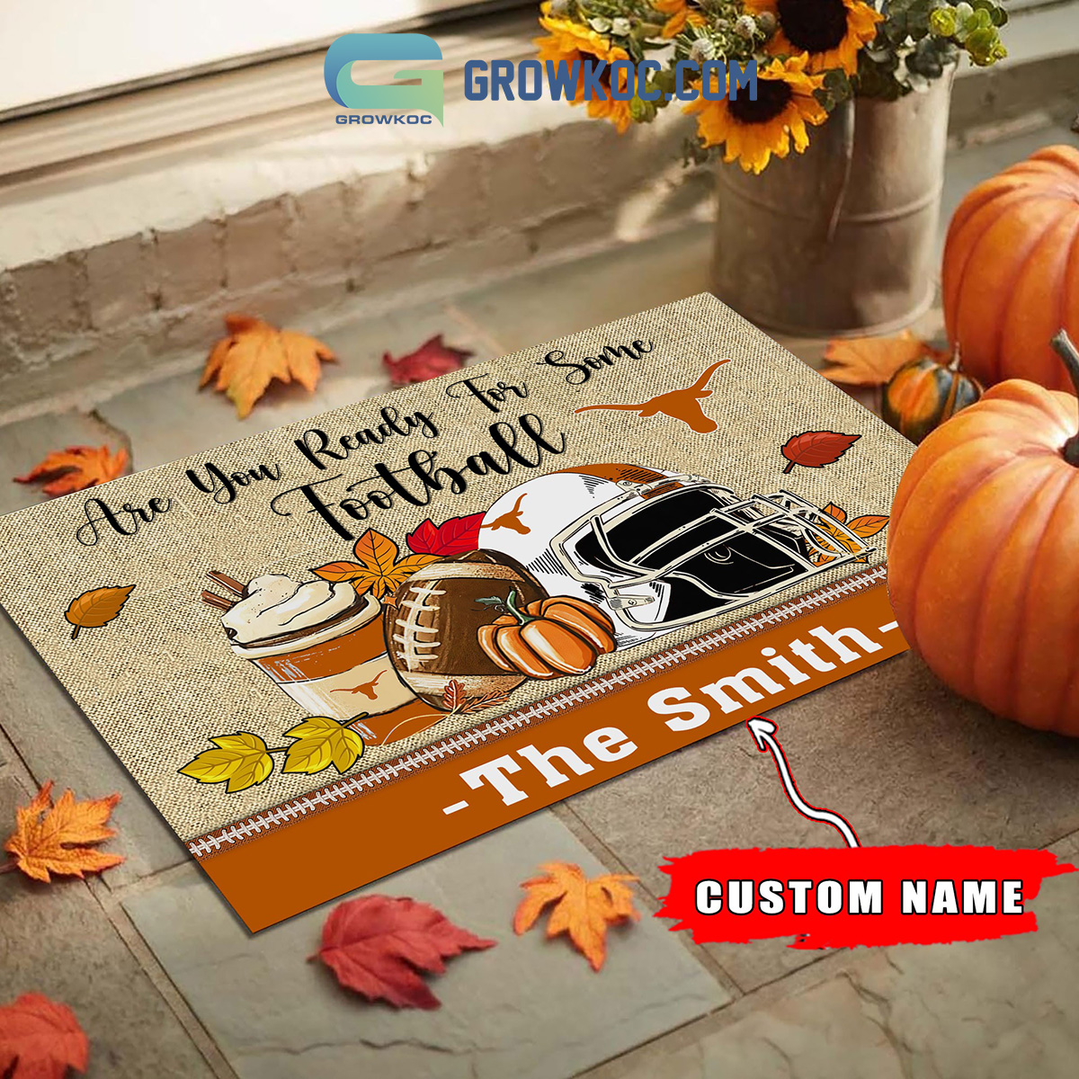 Texas Longhorns NCAA Fall Pumpkin Are You Ready For Some Football Personalized Doormat2B1 8oBTe