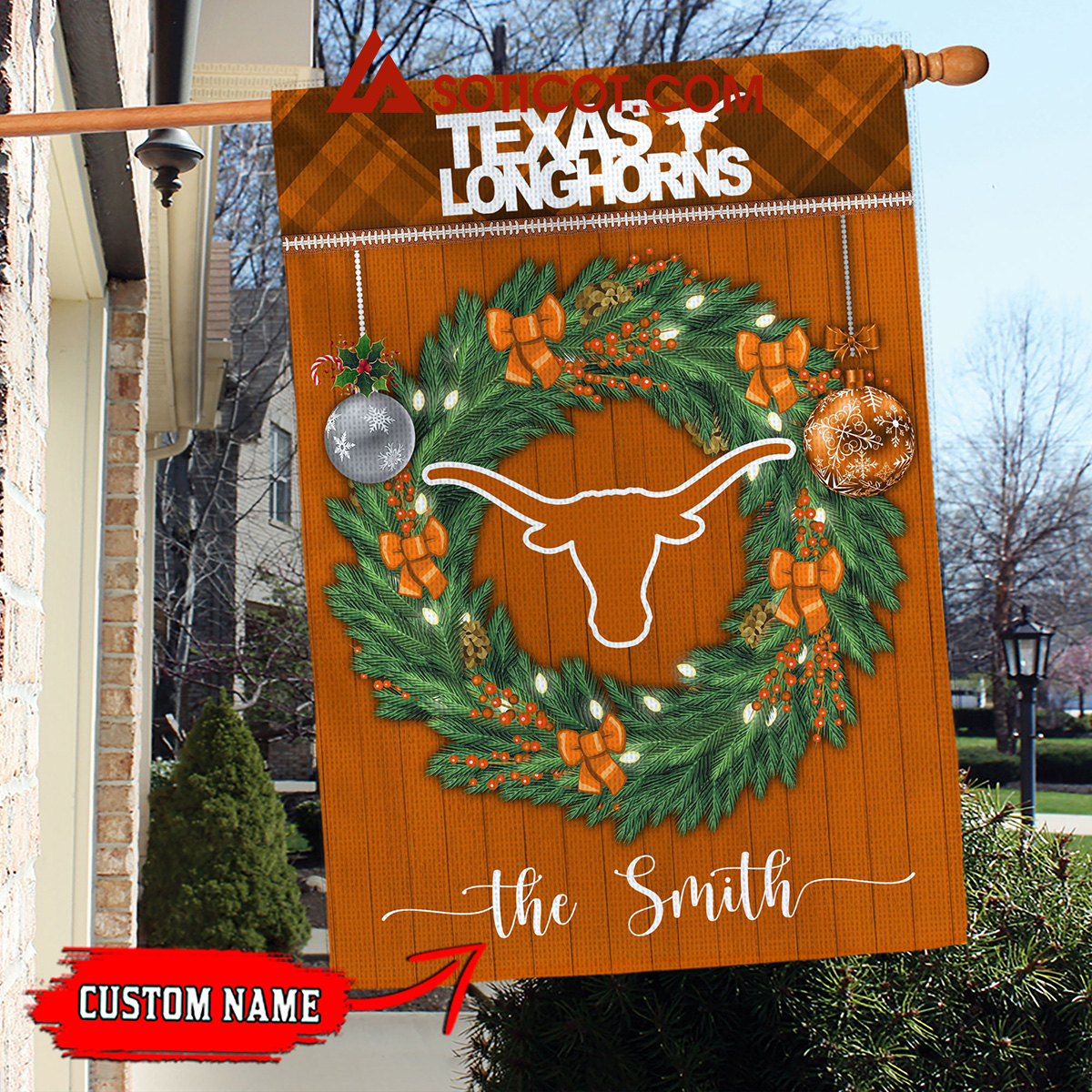 Texas Longhorns NCAA Football Christmas Personalized House Garden Flag2B1 1Pxxp