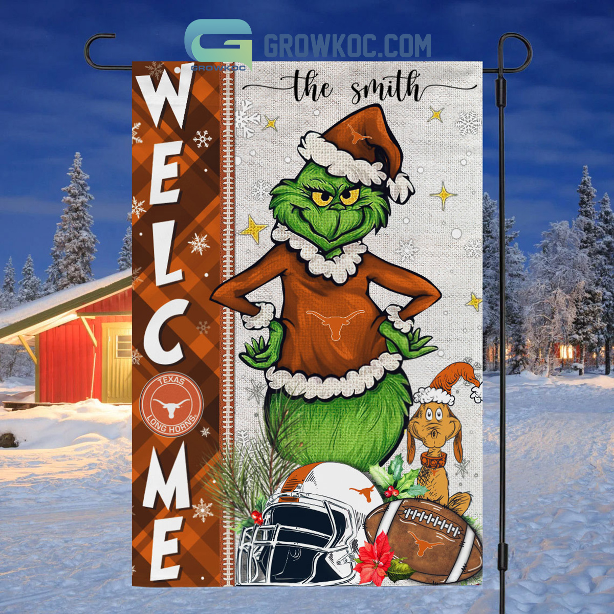 Texas Longhorns NCAA Grinch Football Welcome Christmas House Garden Flag2B1 Qj5mU