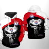 Texas Rangers MLB Skull Punisher Zip Up Hoodie 0