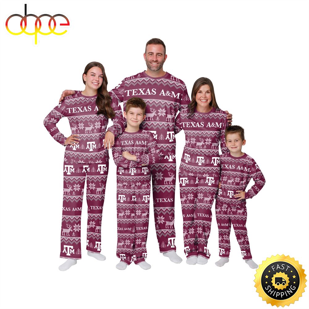 Texas A M Aggies NCAA Patterns Essentials Christmas Holiday Family Matching Pajama Sets jjvxj8