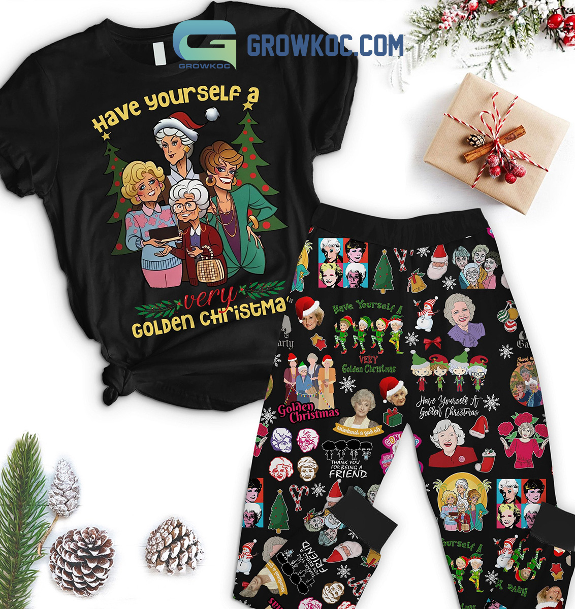 The Golden Girls Have Yourself A Very Golden Christmas Pajamas Set2B1 jUCFy