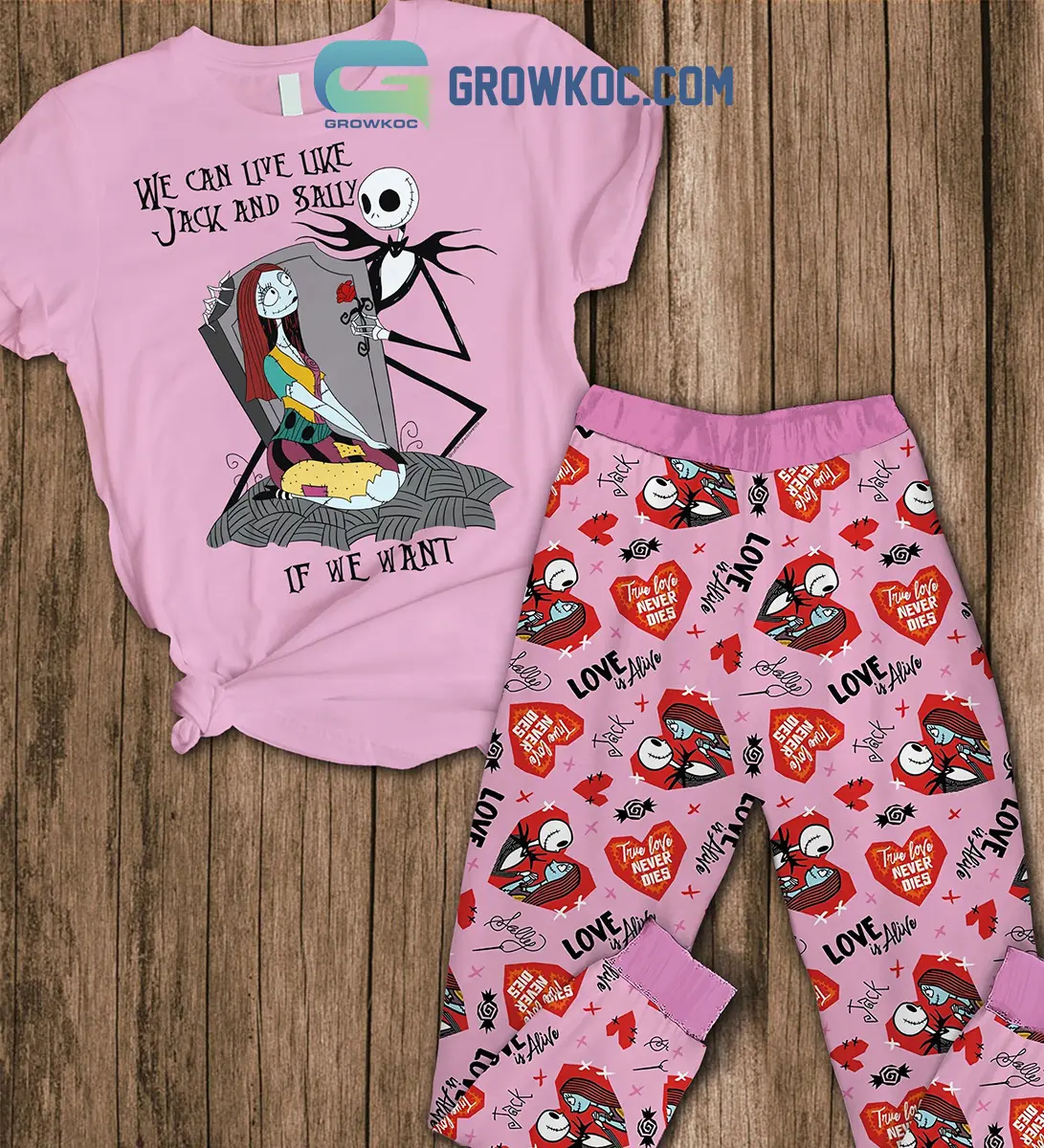 The Nightmare Before Christmas Jack Sally Valentine Fleece Pajamas Set2B1 AvJ6t