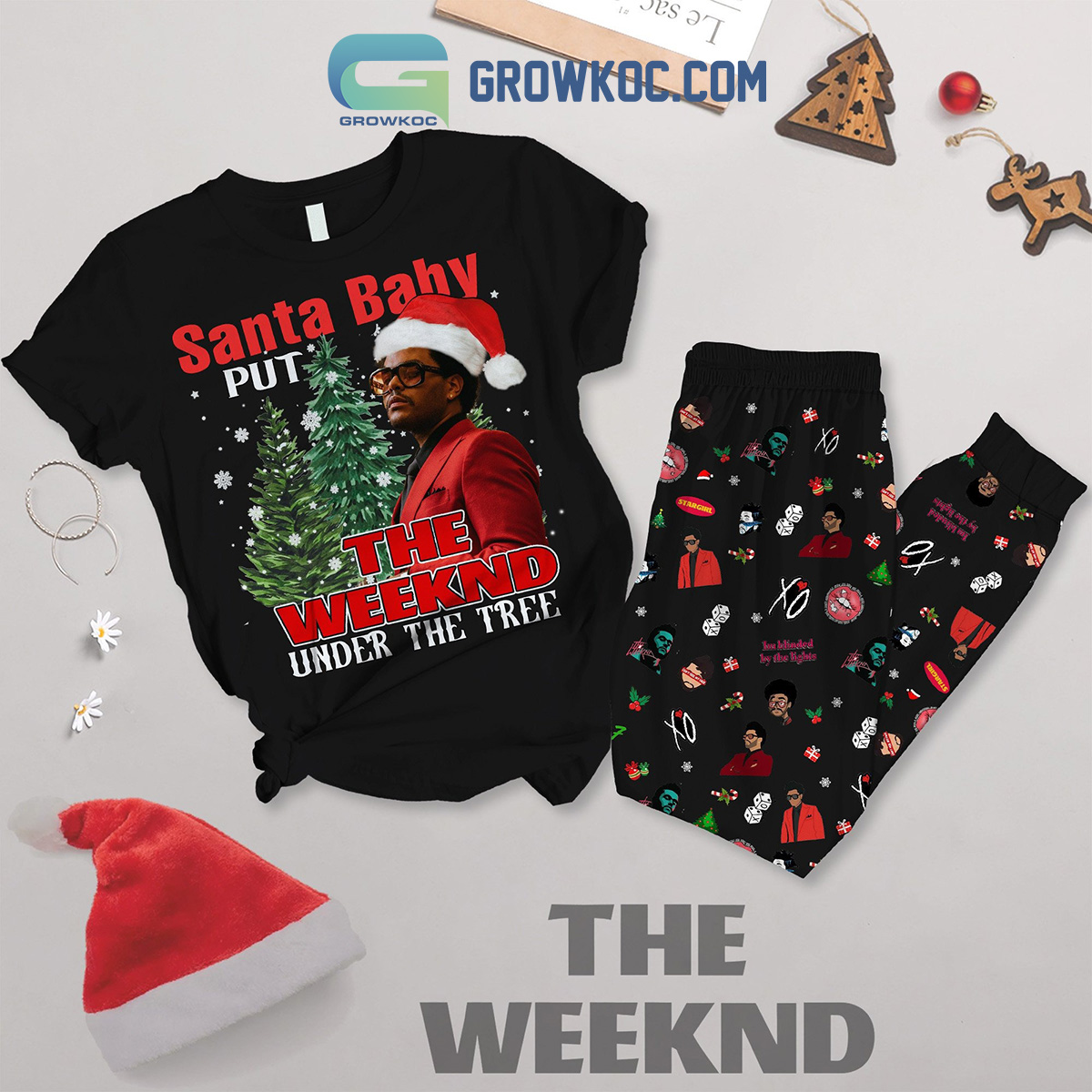 The Weeknd Under The Tree Christmas Fleece Pajamas Set2B1 LRnGr