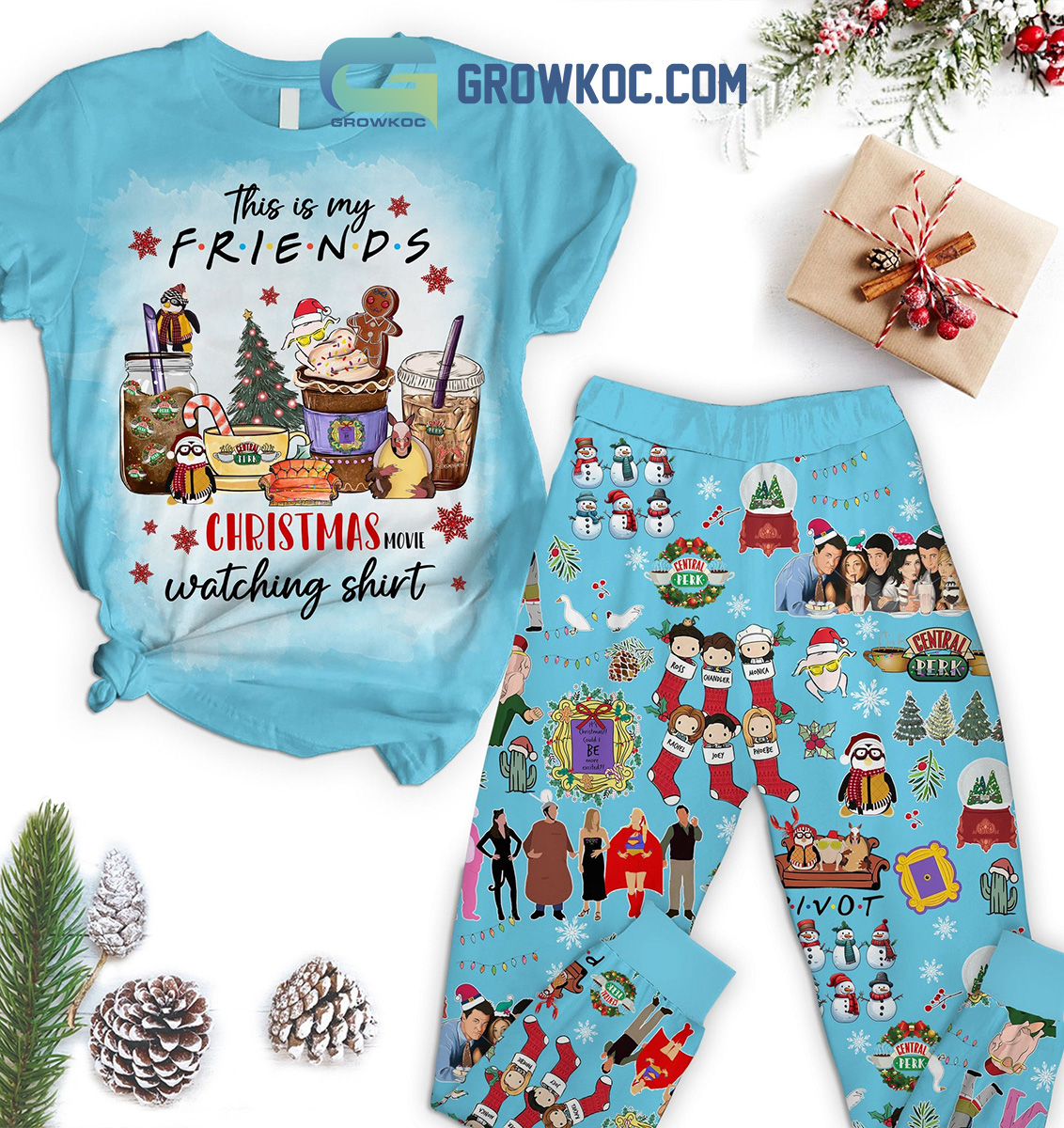 This Is My Friends Christmas Movie Watching Shirt Pajamas Set2B1 P5zRo