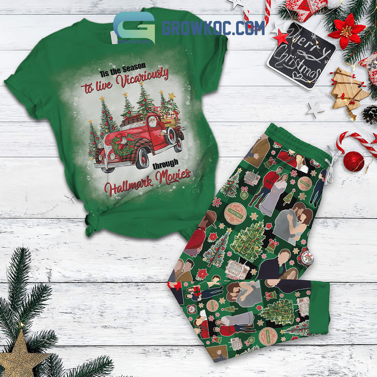 Tis The Season To Live Vicariously Through Hallmark Movies Pajamas Set2B1 emu93