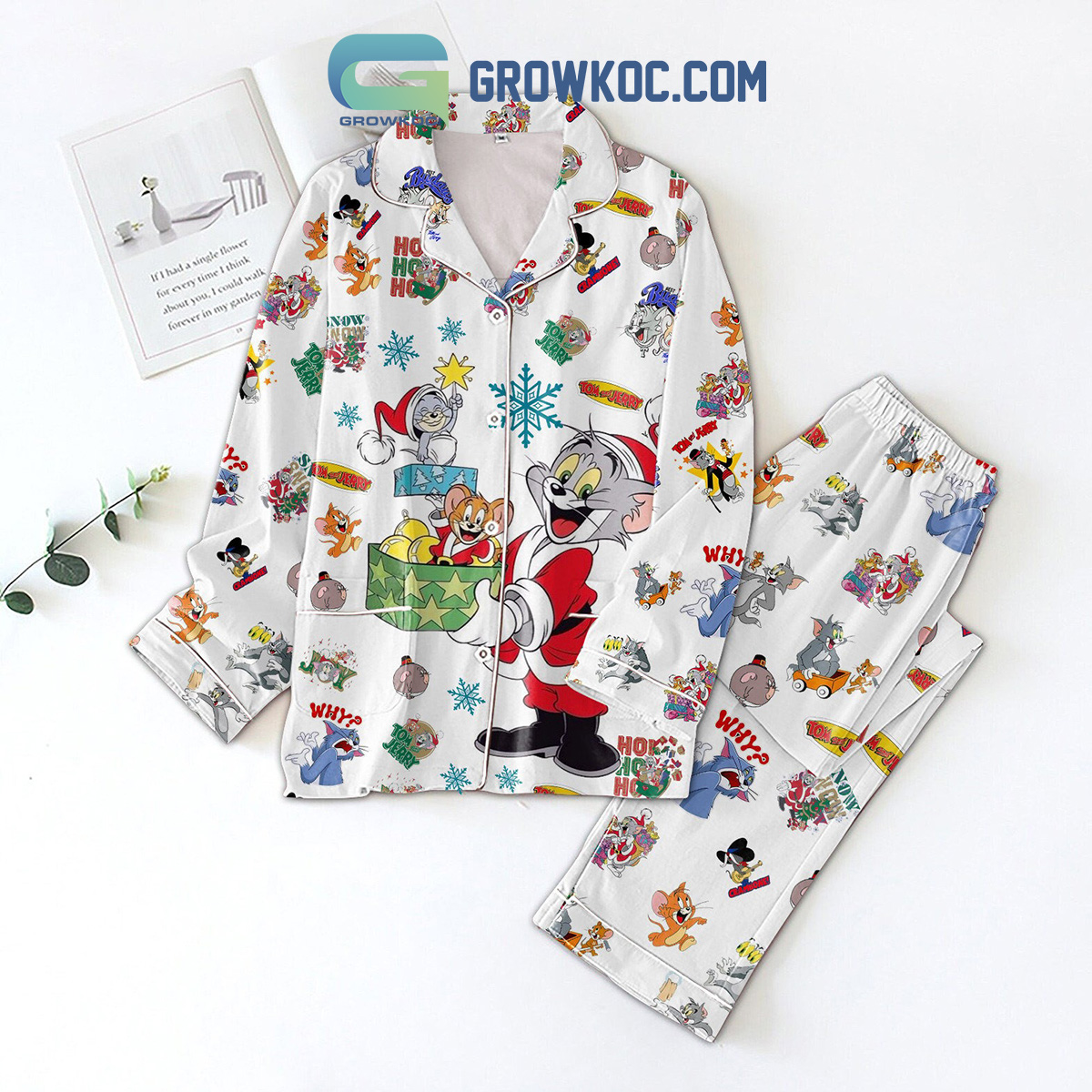 Tom And Jerry Ho Ho Ho Snow Christmas Pajamas Set2B1 mfQCj