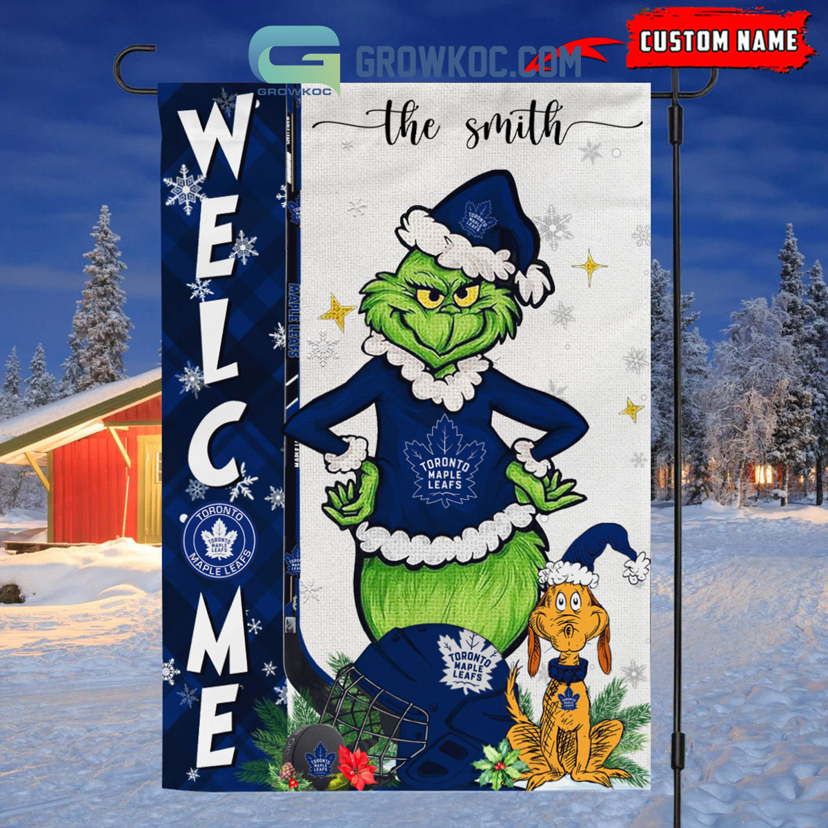 Toronto Maple Leafs Grinch Christmas Personalized House Garden Flag Canvas2B1 ZFVxE