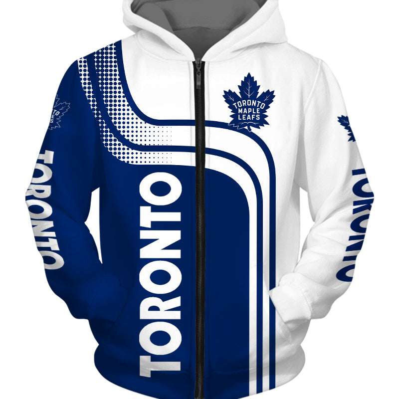 Toronto Maple Leafs Zip Up Hoodie 3D With Hooded Long sleeve 1000x
